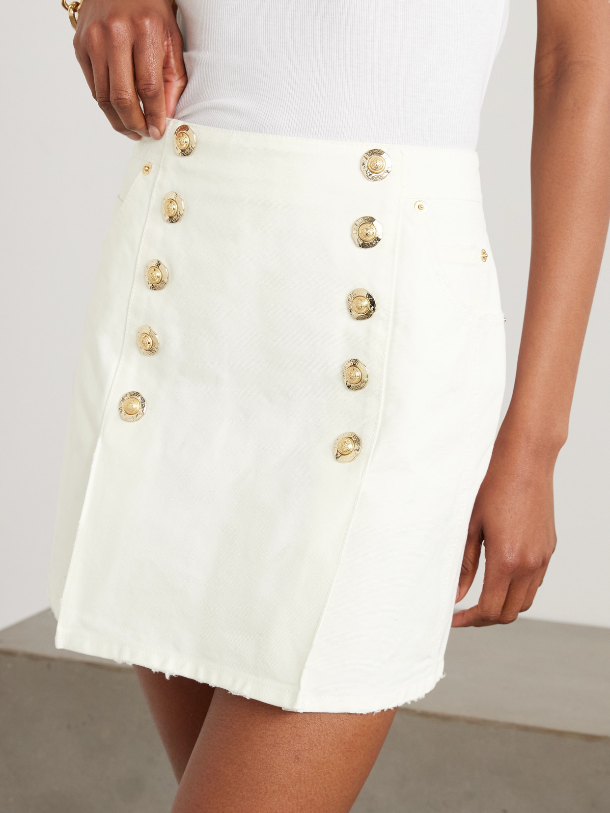 Balmain Canvas Skirt In White