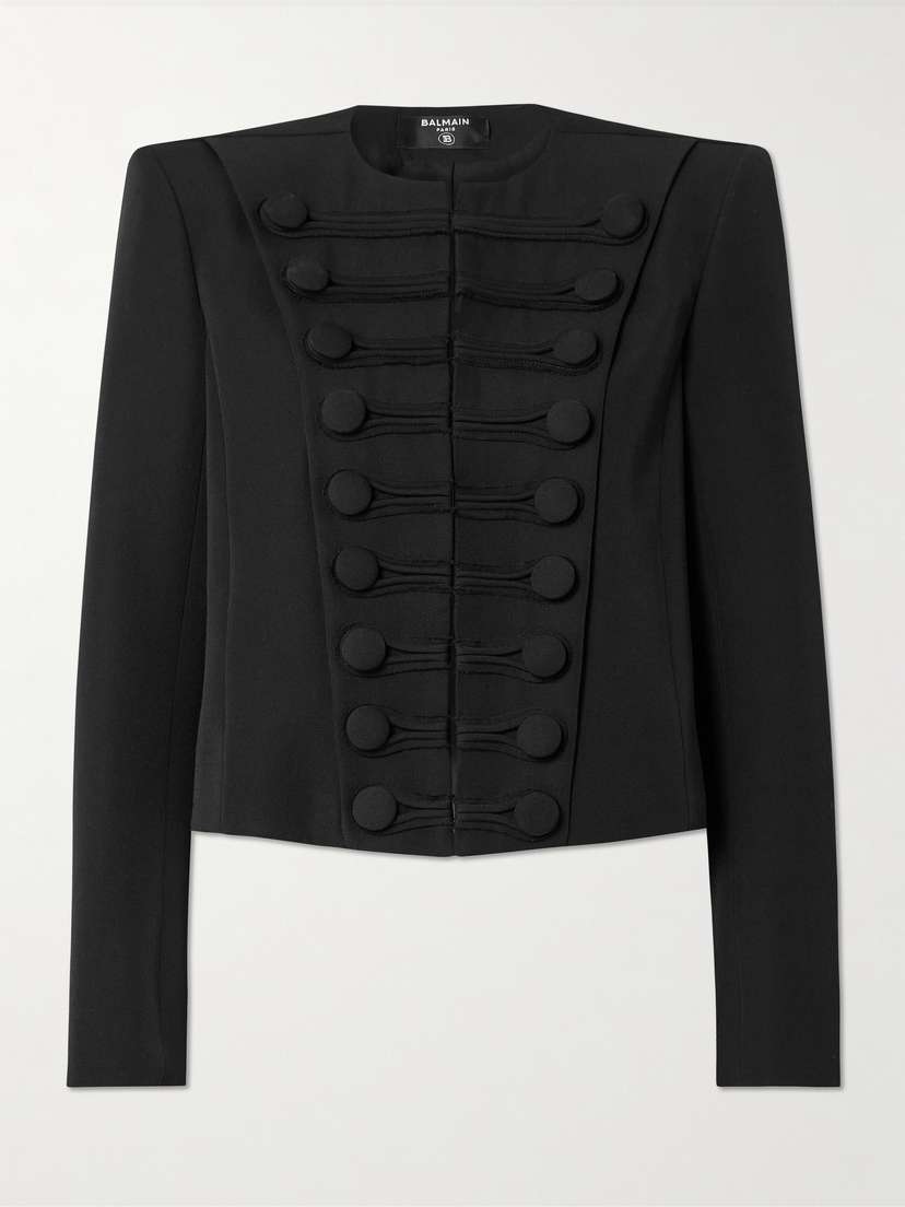 Balmain Spencer Button-embellished Grain De Poudre Wool Jacket