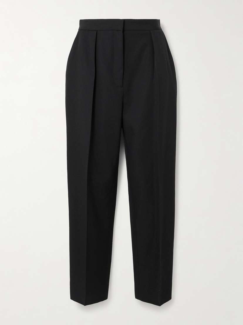 Balmain Pleated Grain De Poudre Wool Tapered Pants