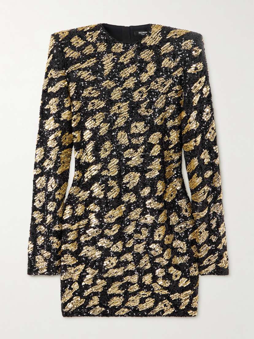 Balmain Bead-embellished Sequined Satin Mini Dress