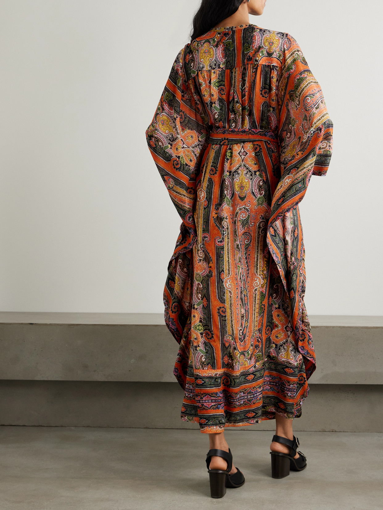 Isabel Marant Melinda Belted Embellished Printed Silk-voile Maxi Dress In Brown
