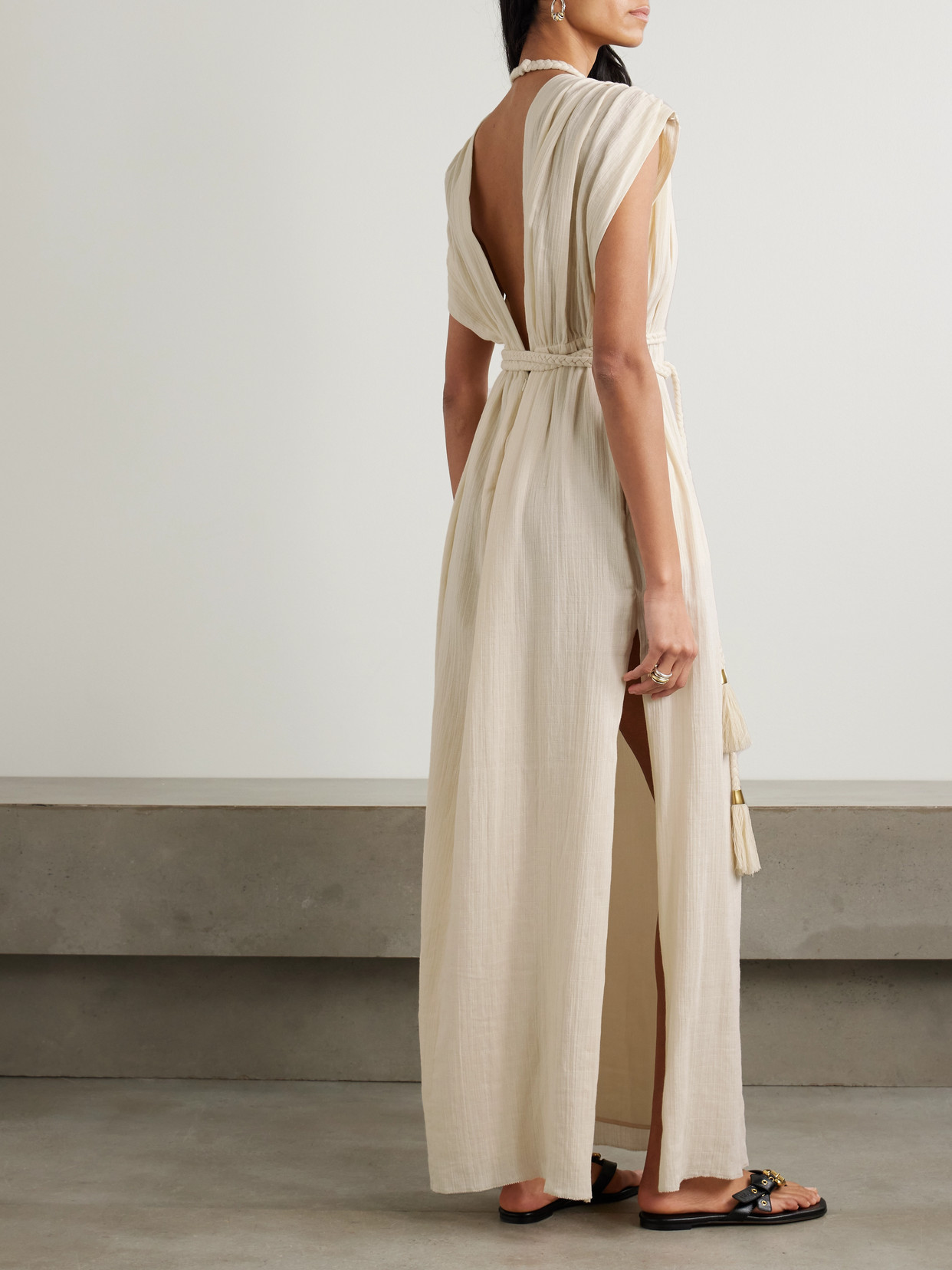 Shop Isabel Marant Joya Braided Gathered Cotton-gauze Maxi Dress
