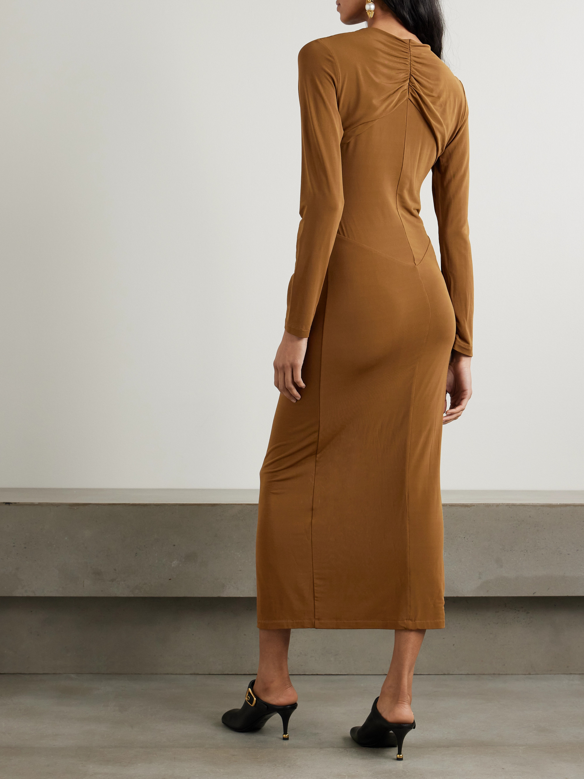 Isabel Marant Evelina asymmetric knotted stretch-jersey midi dress