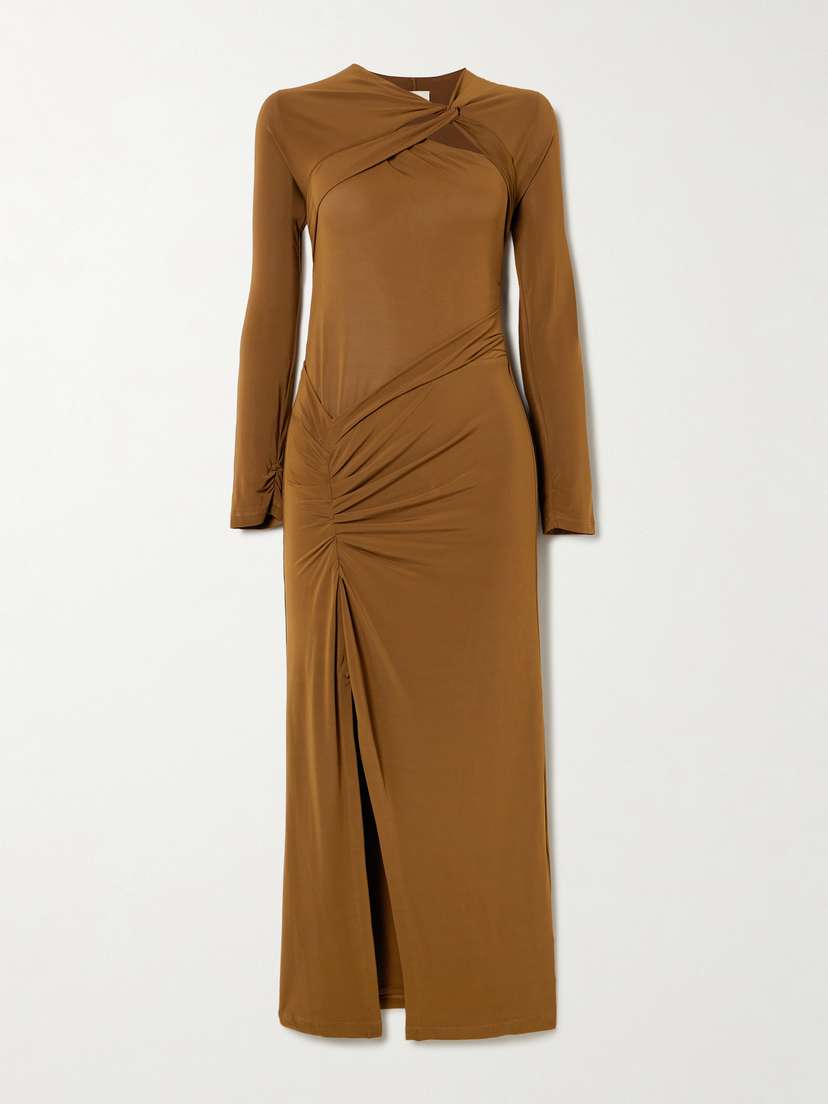 Isabel Marant Evelina Asymmetric Knotted Stretch-jersey Midi Dress