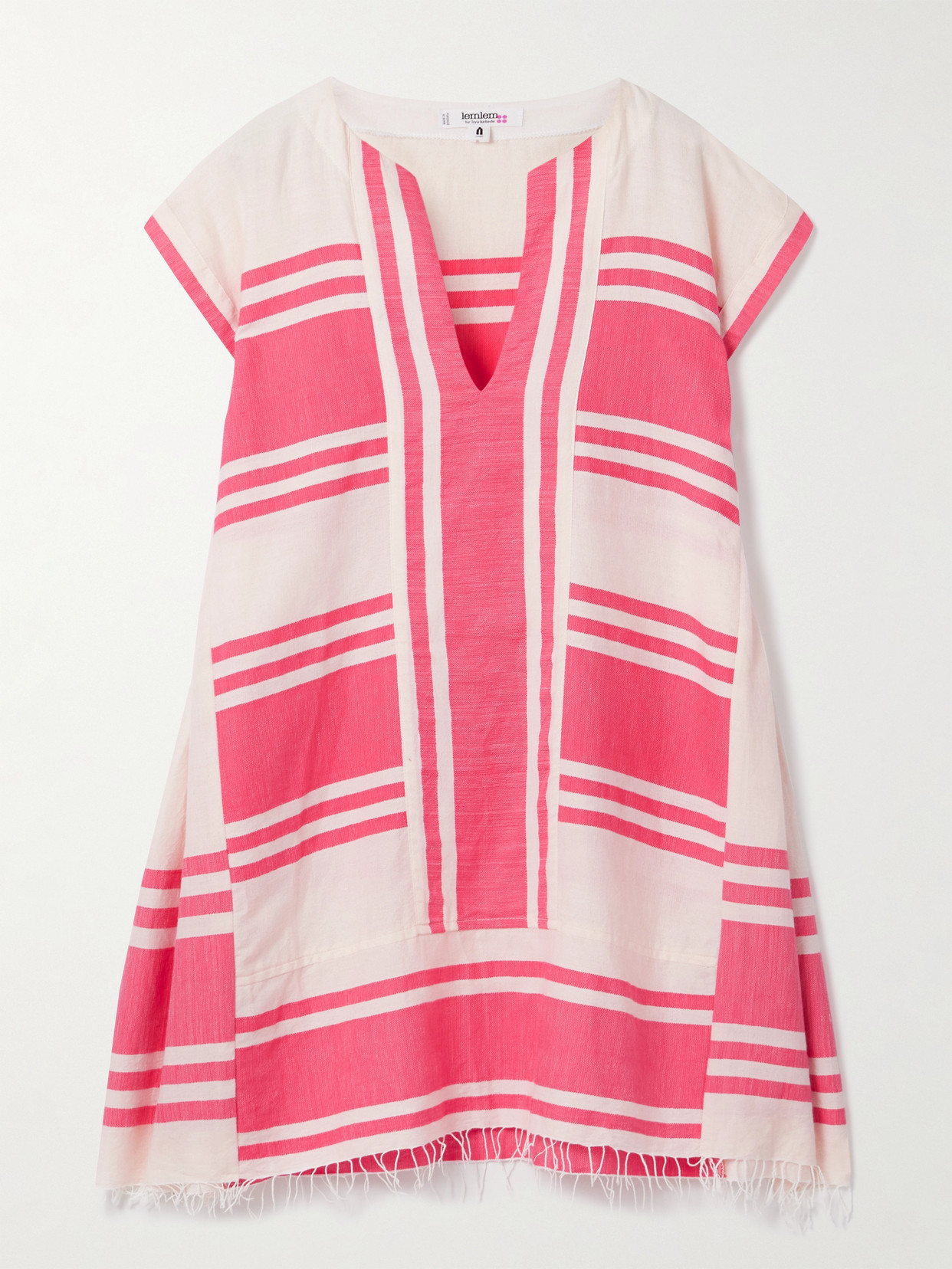 Lemlem Elina Fringed Paneled Striped Cotton Kaftan
