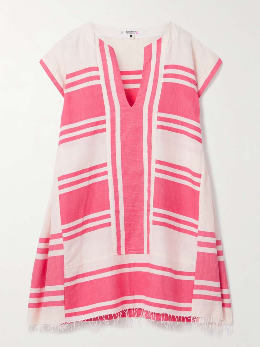 Lemlem Elina Fringed Paneled Striped Cotton Kaftan