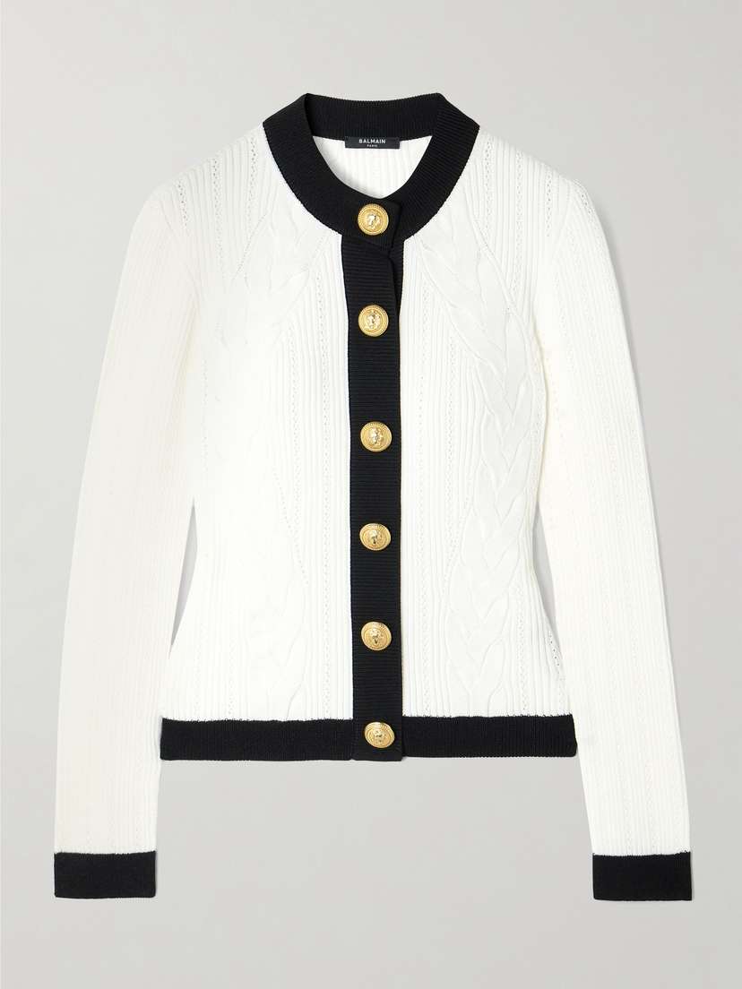 Balmain Two-tone Knitted Cardigan