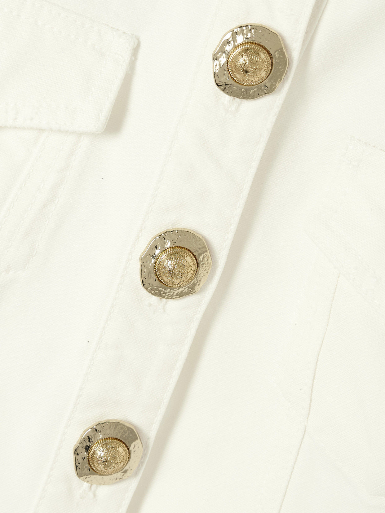 Balmain Cropped Button-embellished Cotton-canvas Jacket In White
