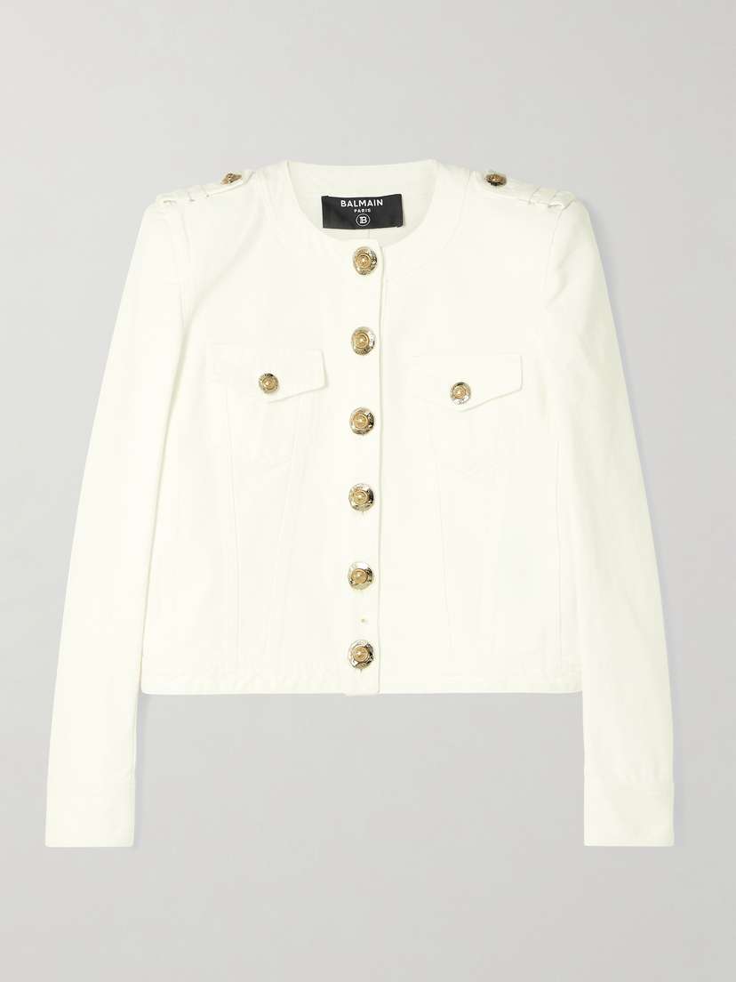Balmain Cropped Button-embellished Cotton-canvas Jacket