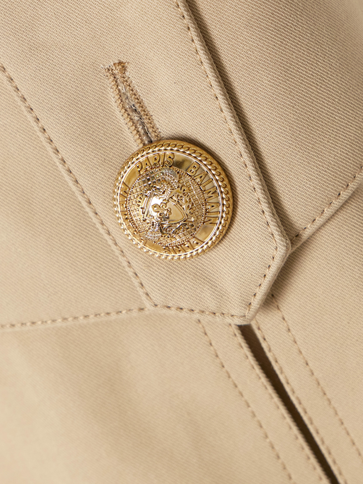 Balmain Belted Wrap-effect Button-embellished Cotton-gabardine Skirt