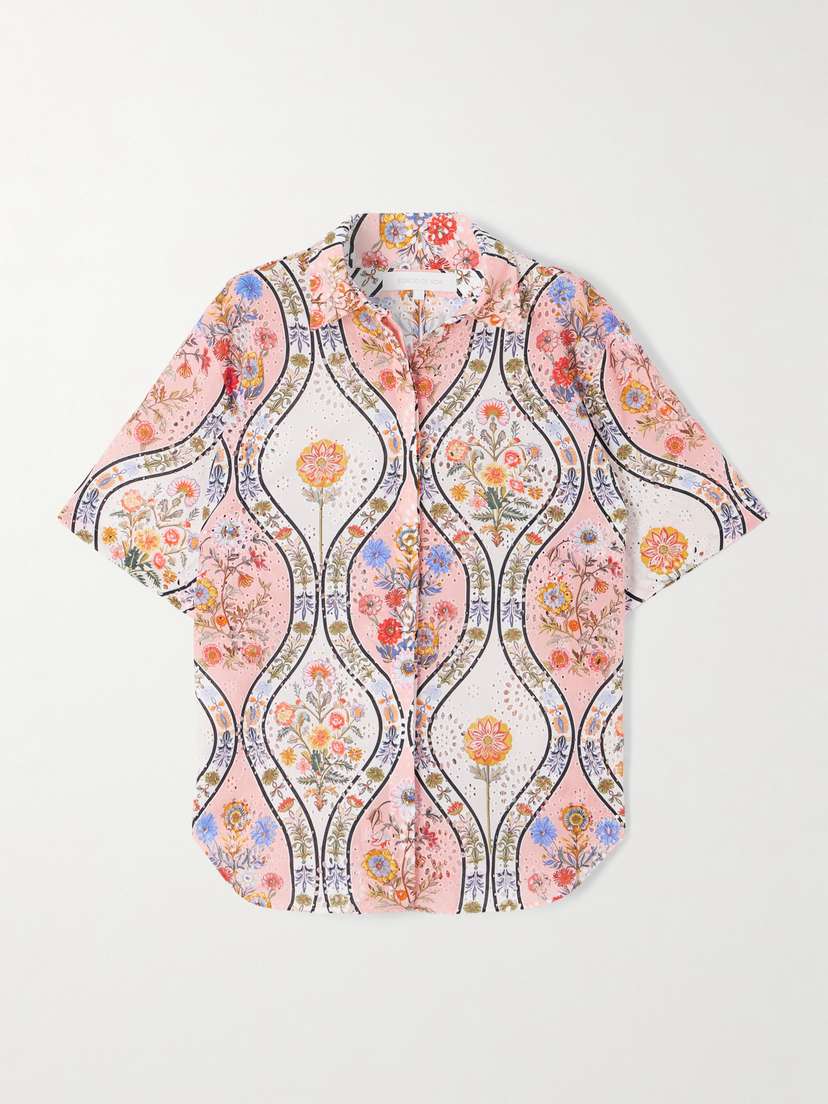 Borgo de Nor Akari Printed Broderie Anglaise Cotton Shirt