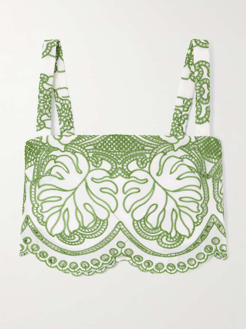 Borgo de Nor Delia Scalloped Cropped Broderie Anglaise Poplin Top