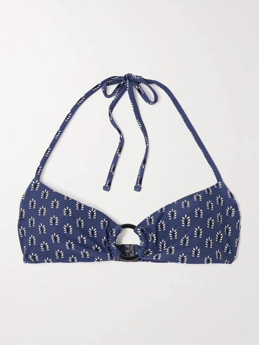 Matteau Ring Embellished Floral-print Recycled Halterneck Bikini Top
