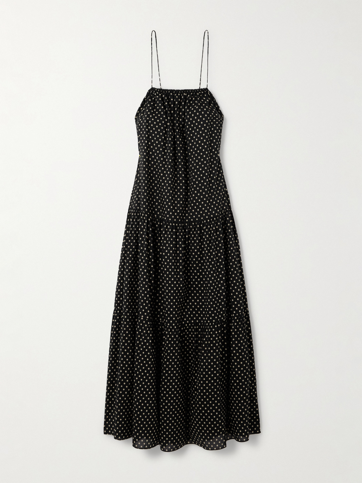 Matteau Tiered Organic Cotton And Silk-blend Midi Dress In Black