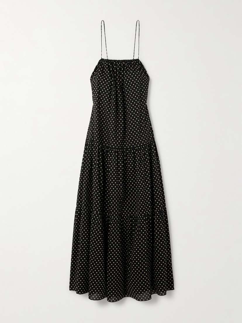 Matteau Tiered Organic Cotton And Silk-blend Midi Dress