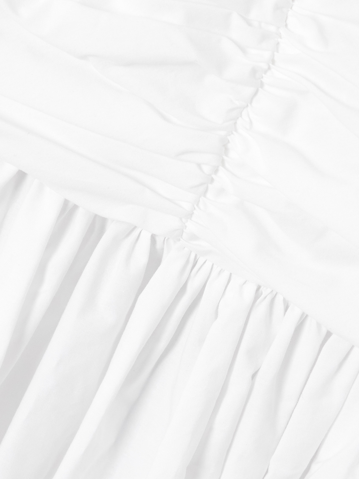 Matteau Gathered Organic Cotton-poplin Midi Dress In White