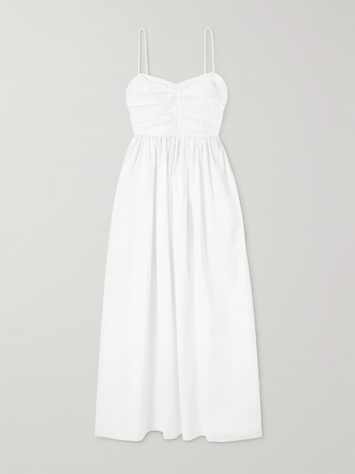 Matteau Gathered Organic Cotton-poplin Midi Dress In White