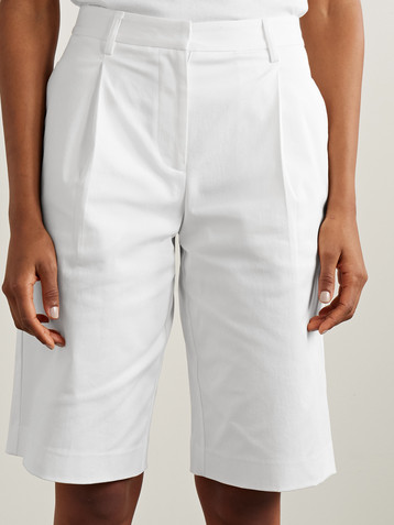 Matteau Pleated organic cotton-blend twill shorts