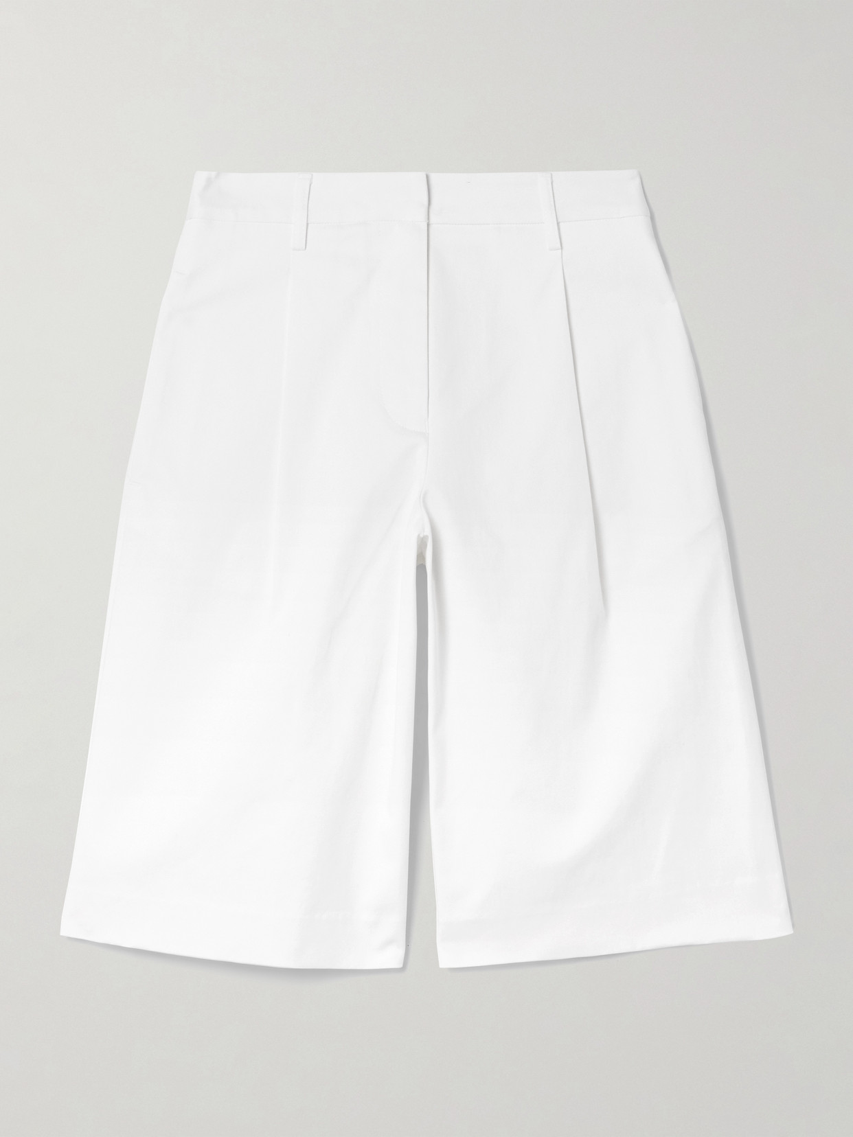 Matteau Pleated Organic Cotton-blend Twill Shorts