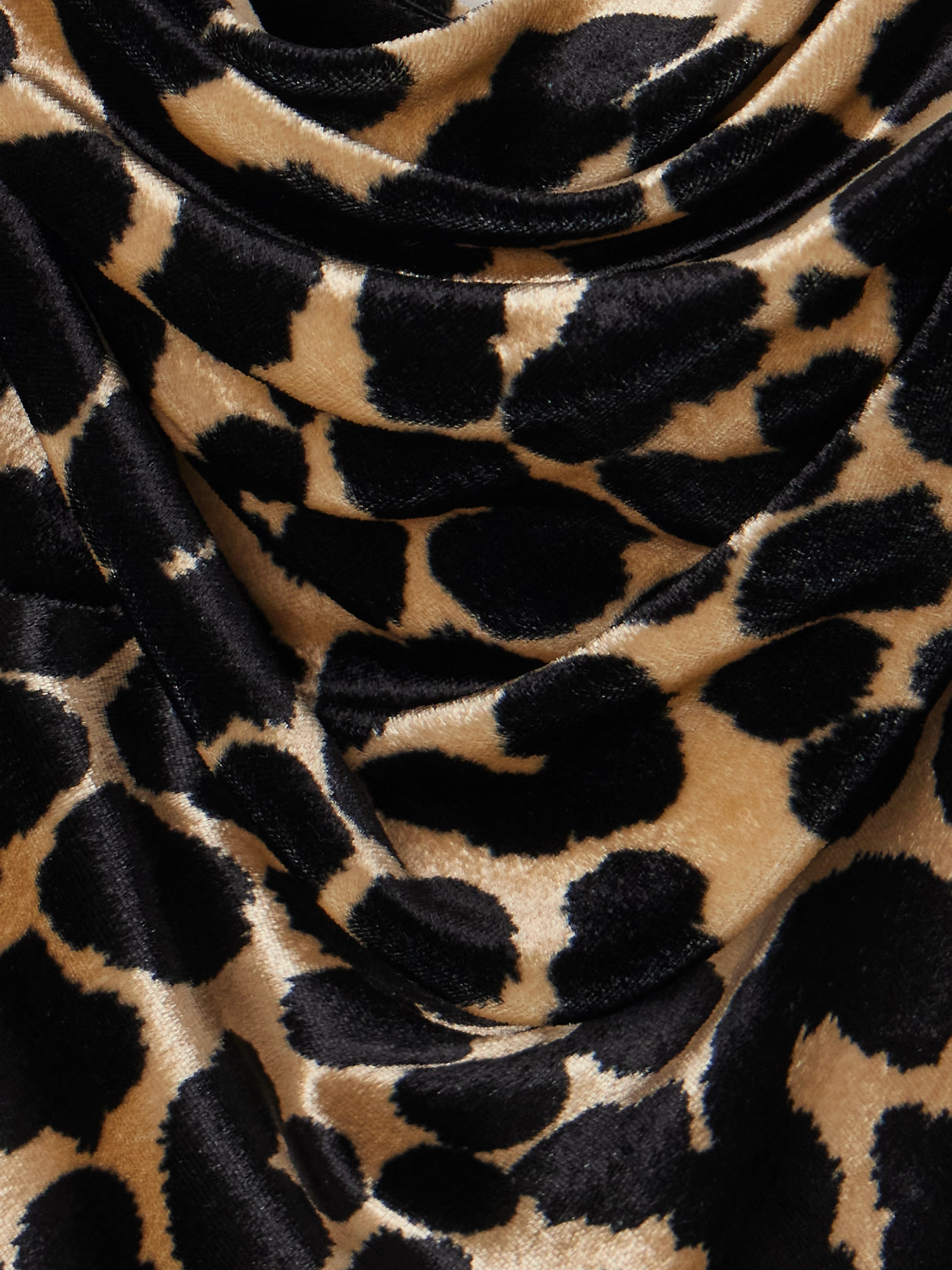 Balmain Draped Leopard-print Velvet Midi Dress In Black