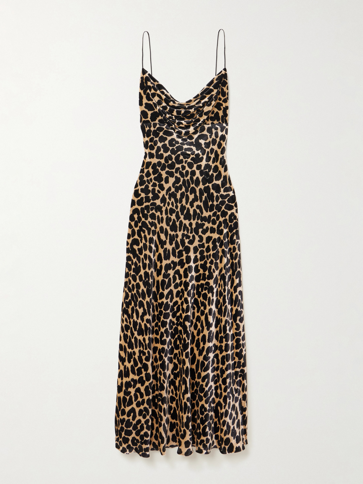 Balmain Draped Leopard-print Velvet Midi Dress In Multi