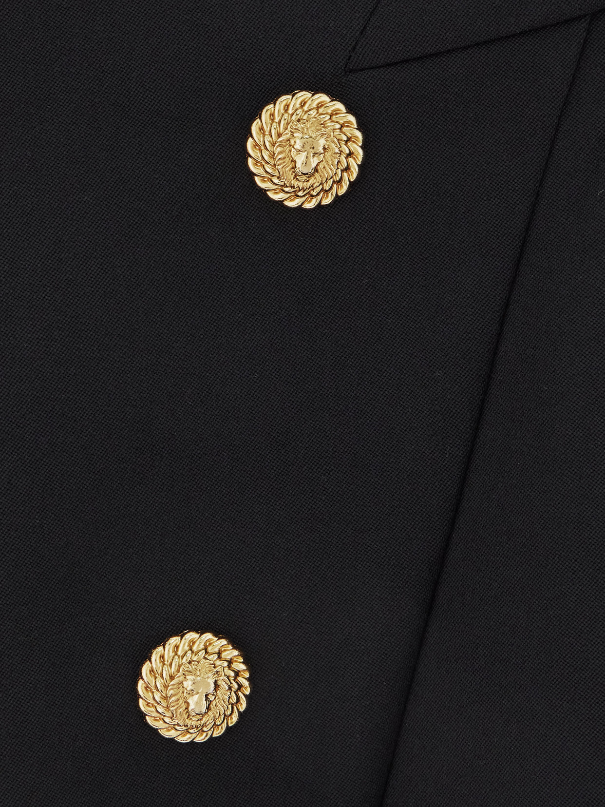 Balmain Button-embellished Pleated Grain De Poudre Wool Mini Skirt In Black
