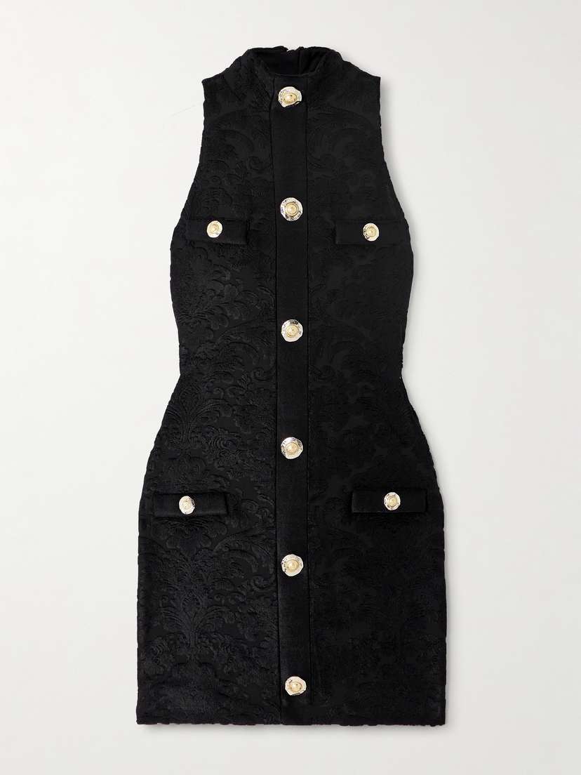 Balmain Button-embellished Bouclé Jacquard-knit Mini Dress