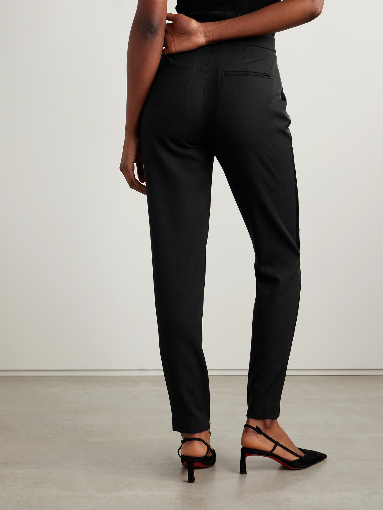 Balmain Satin-trimmed Wool Straight-leg Pants