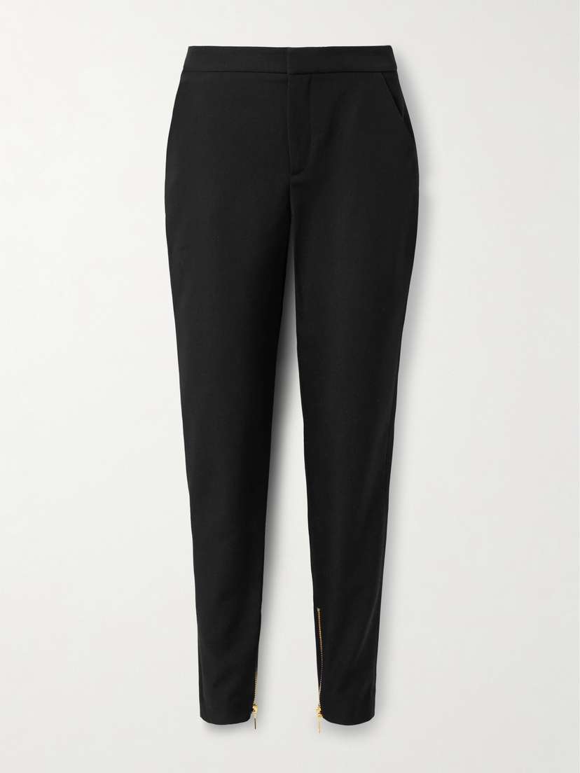 Balmain Satin-trimmed Wool Straight-leg Pants