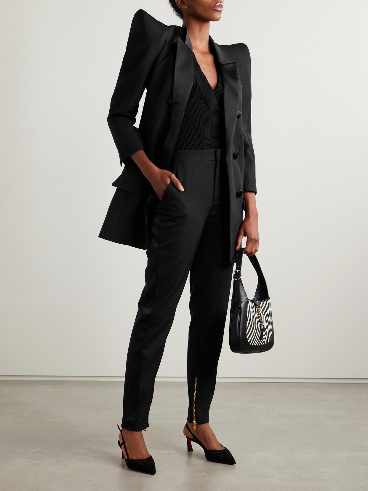 Balmain Satin-trimmed Wool Straight-leg Pants