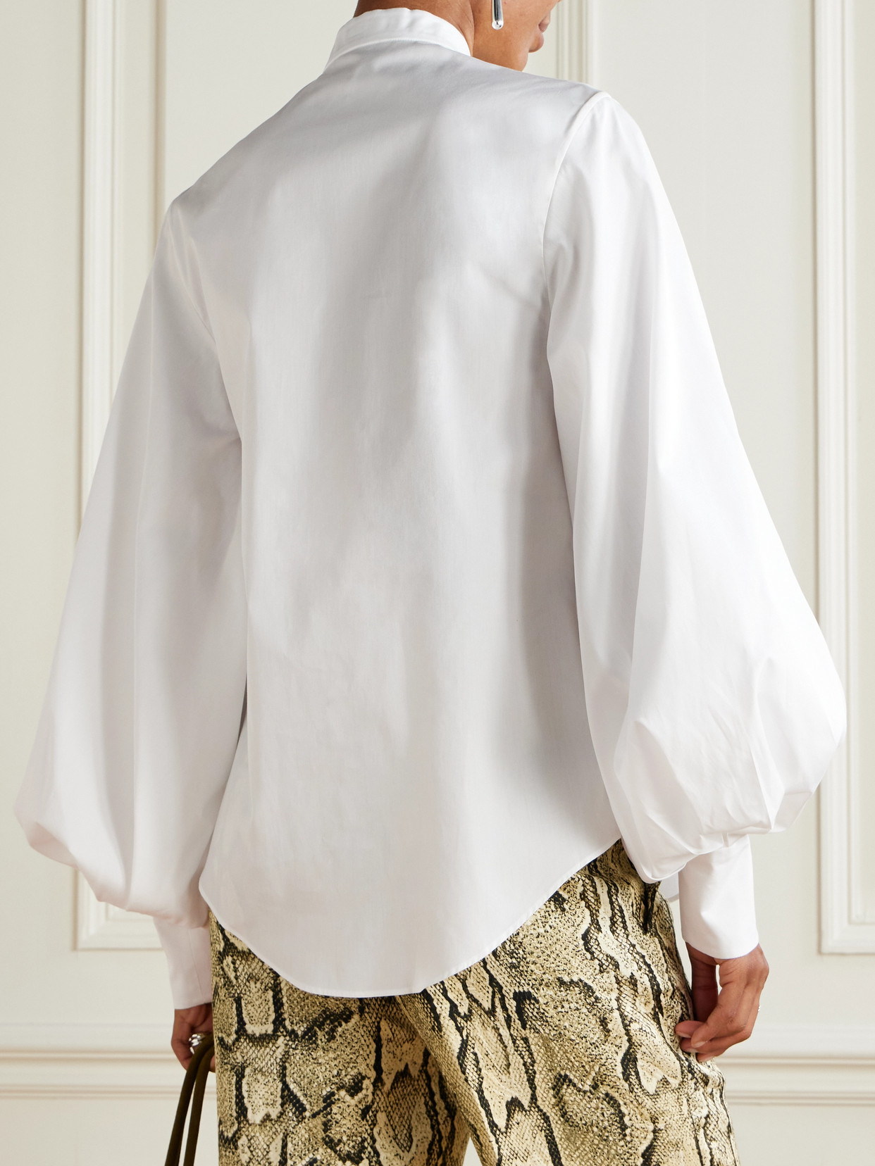 Balmain Cotton Puff-sleeve Poplin Shirt In White
