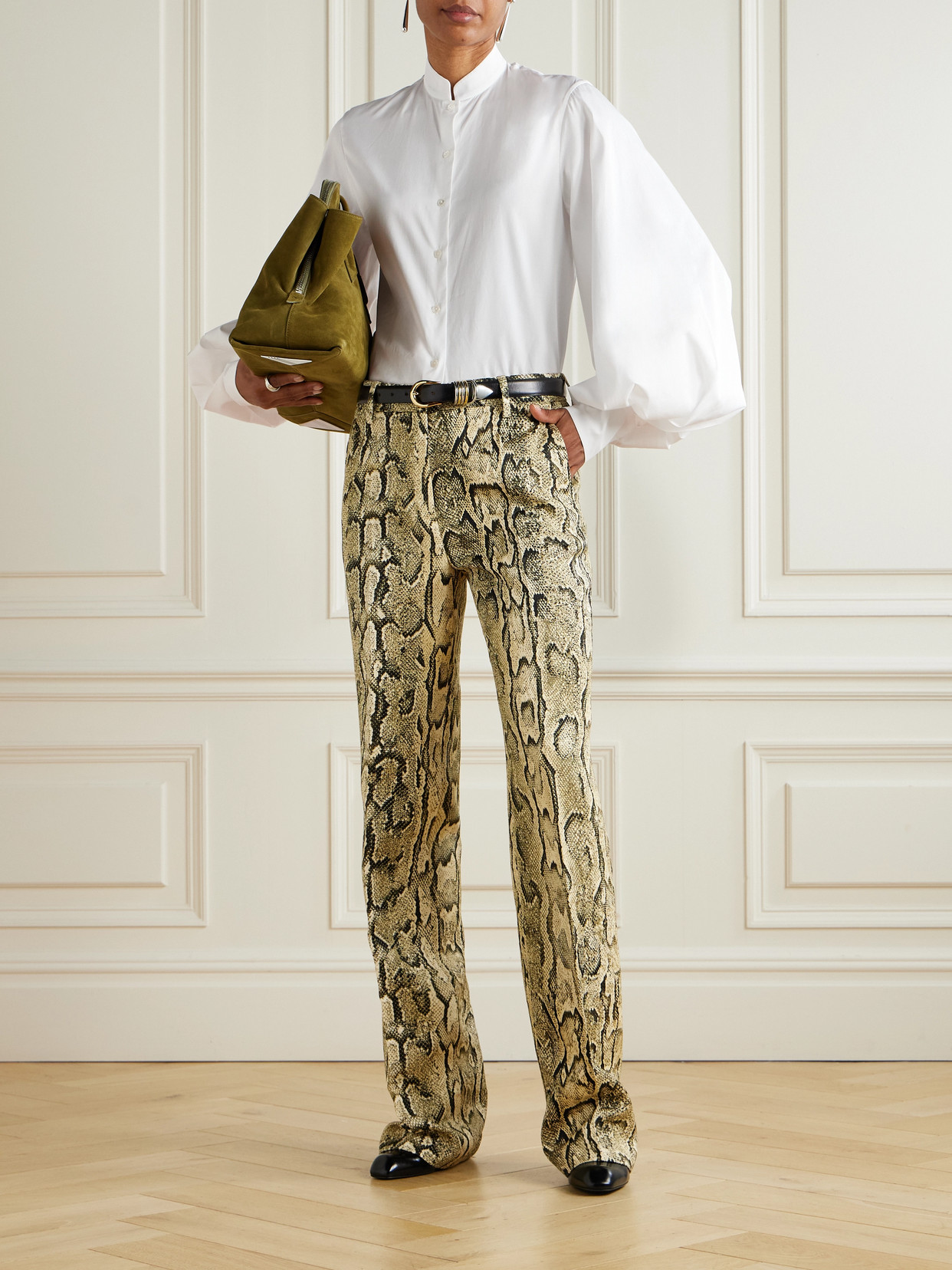 Balmain Cotton Puff-sleeve Poplin Shirt In White