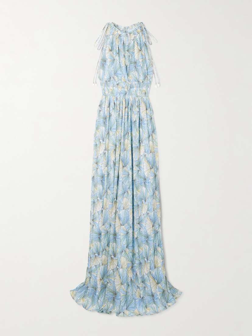 Veronica Beard Yardley Printed Plissé-chiffon Maxi Dress