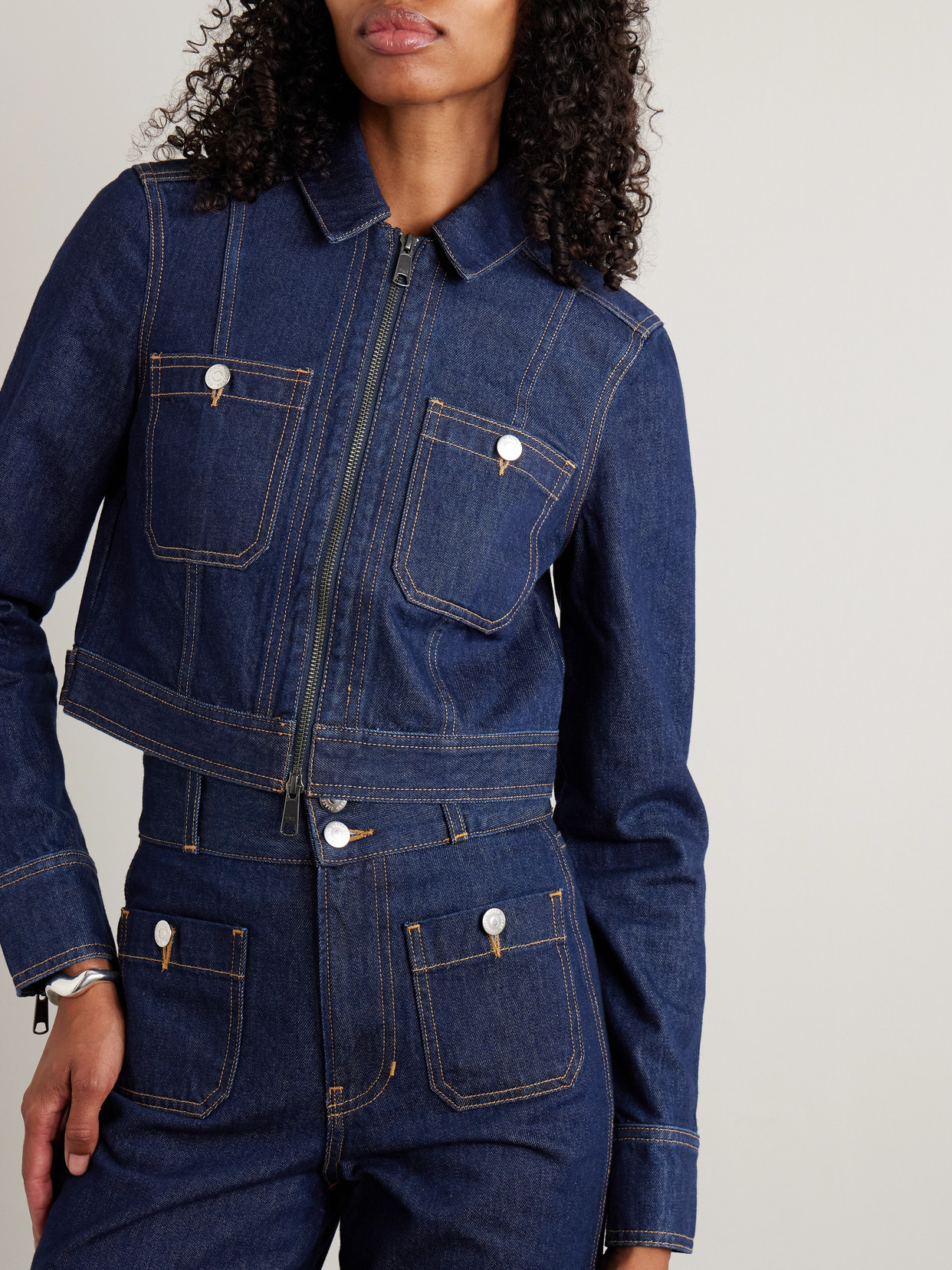 Veronica Beard Patty Fitted Long Sleeve Denim Jacket In Blue
