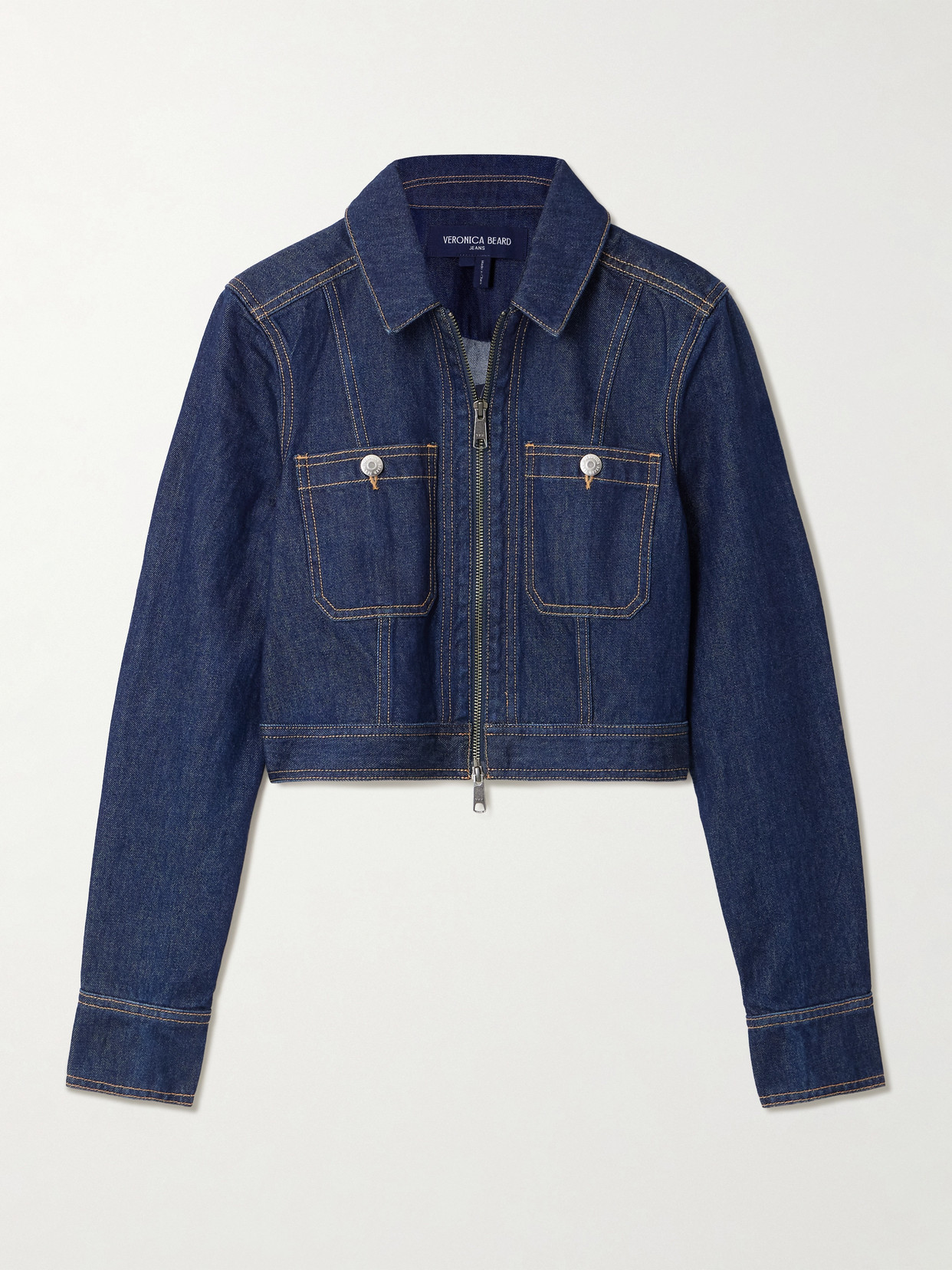 Veronica Beard Patty Fitted Long Sleeve Denim Jacket In Blue