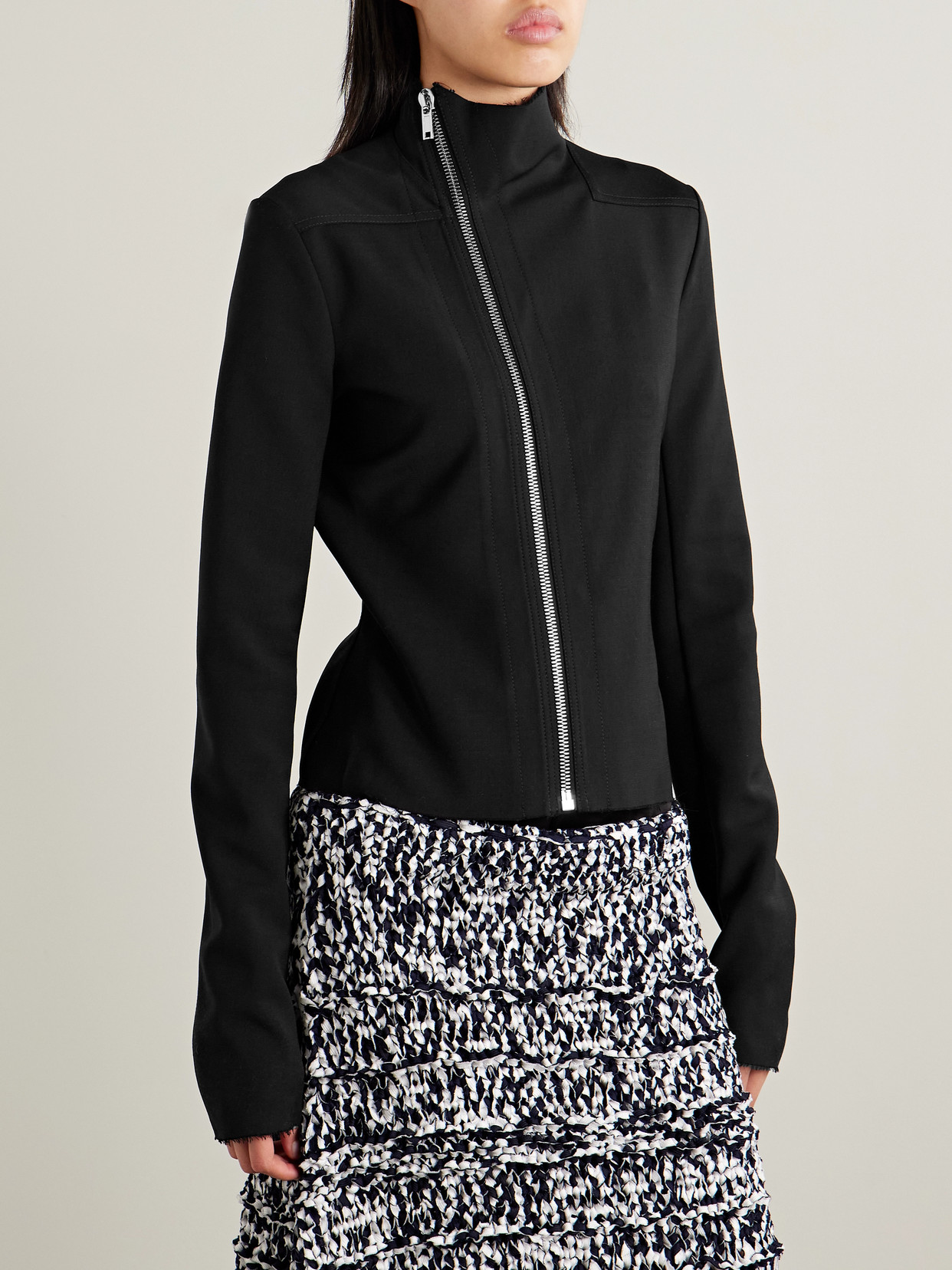 Rick Owens Gary Wool-blend Biker Jacket In Black