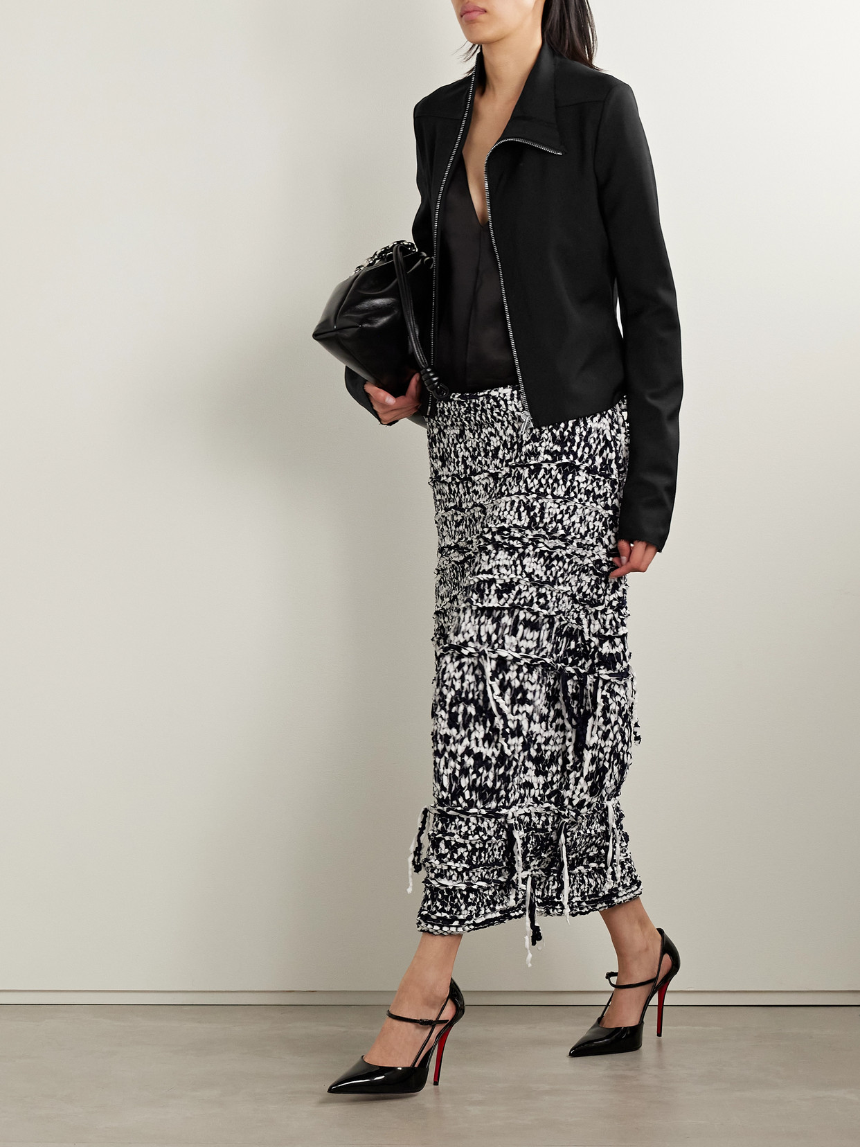 Rick Owens Gary Wool-blend Biker Jacket In Black