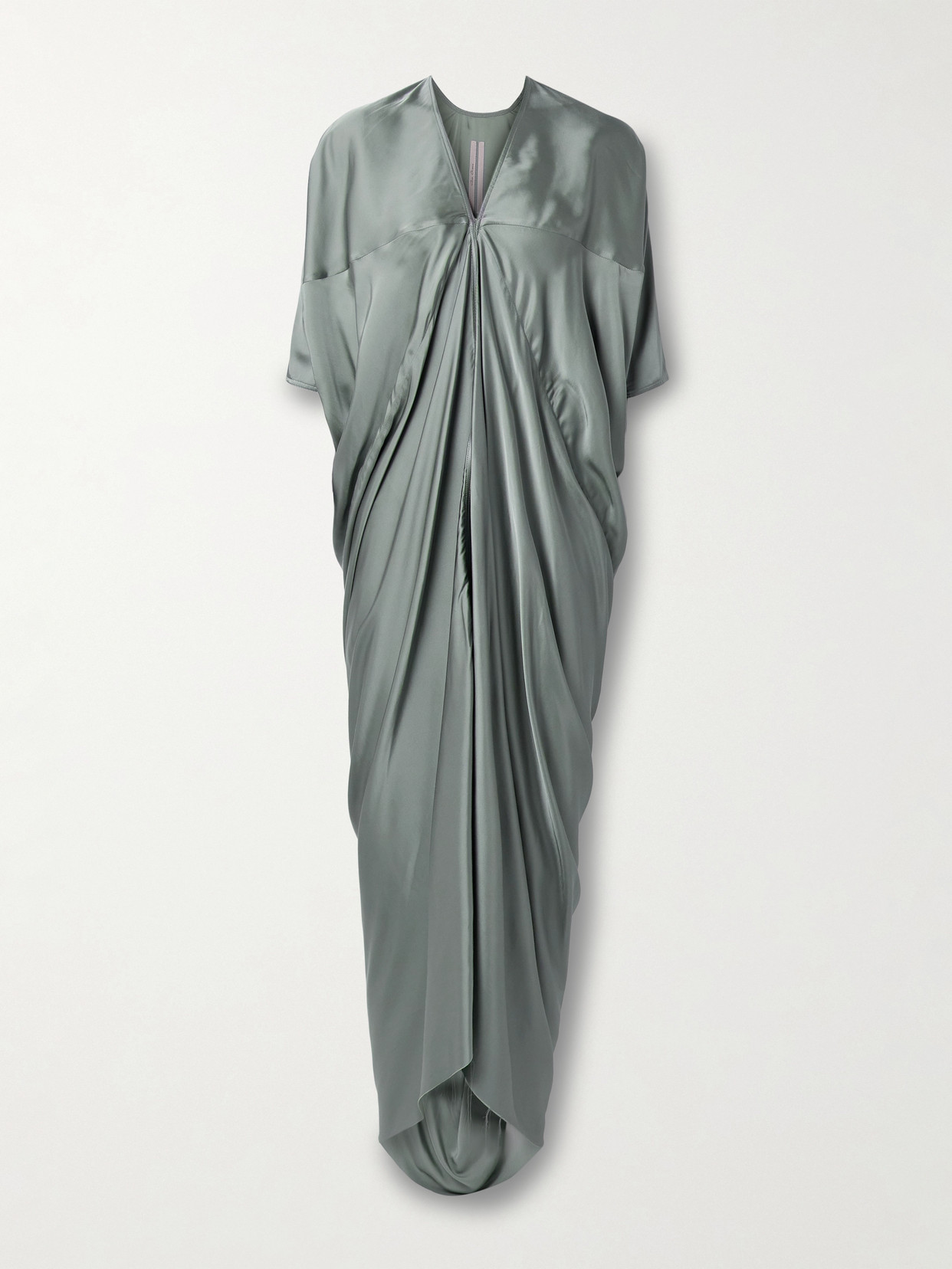 Rick Owens Kite Draped Washed-charmeuse Maxi Dress In Gray