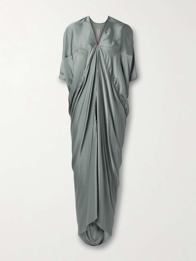 Rick Owens Kite Draped Washed-charmeuse Maxi Dress