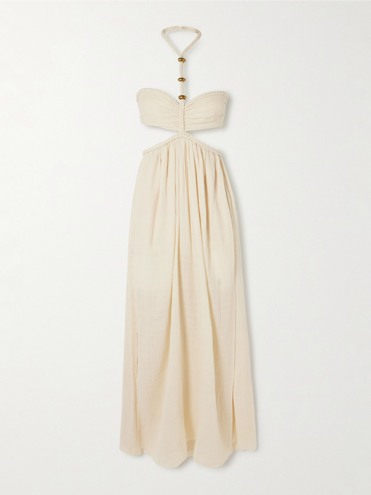 Isabel Marant Justine Embellished Cutout Braided Cotton-gauze Halterneck Maxi Dress