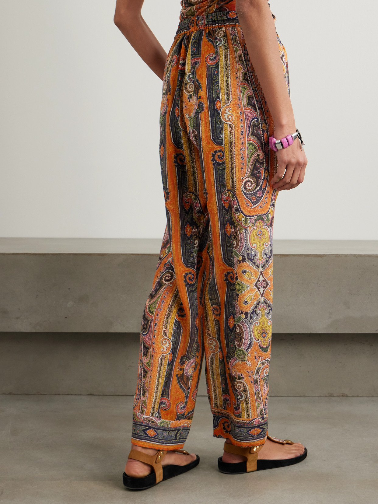 Isabel Marant Sydna Printed Silk-voile Wide-leg Pants In Multi
