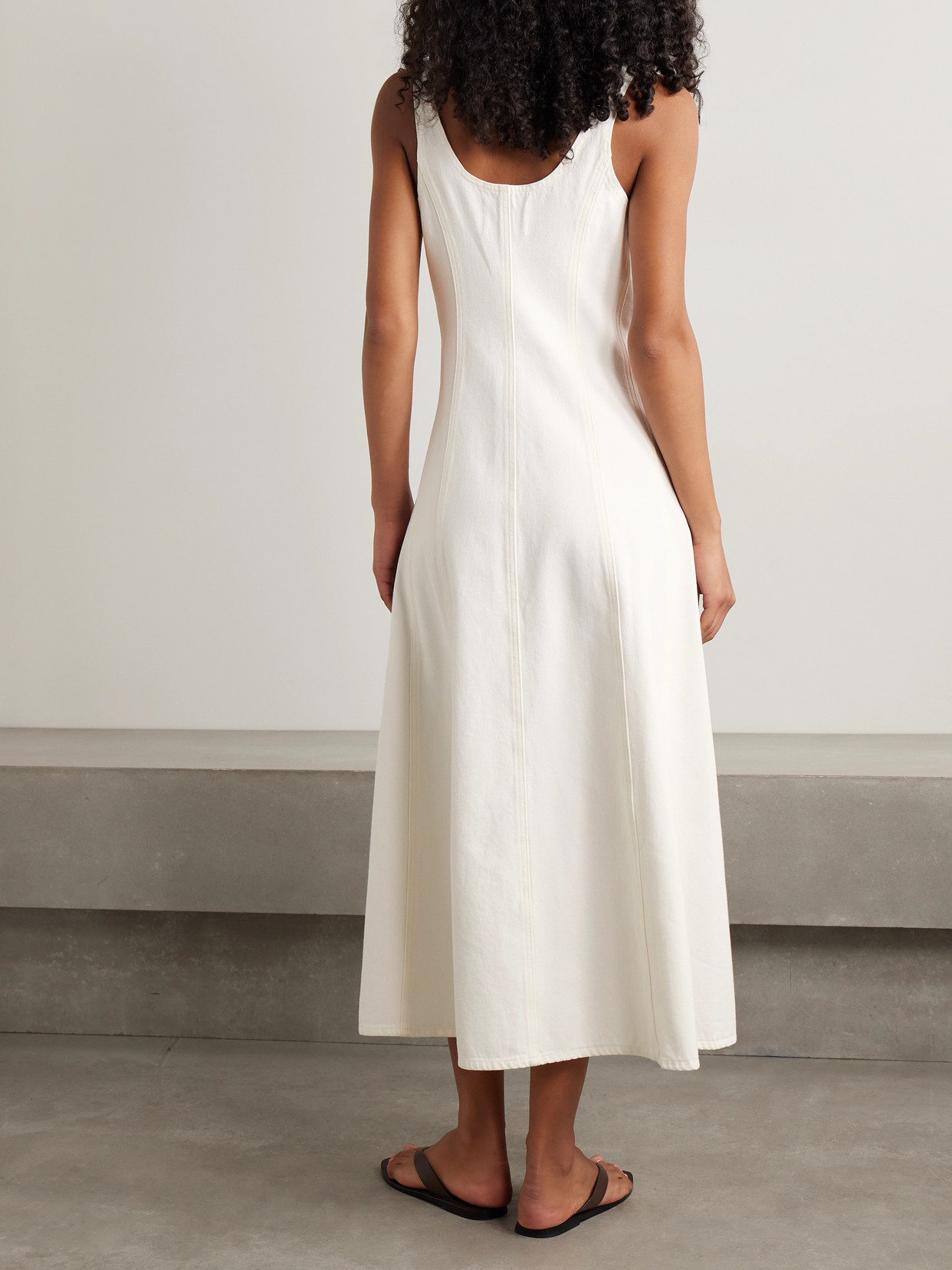 Citizen Of Humanity Rosetta Paneled Denim Midi Dress In White