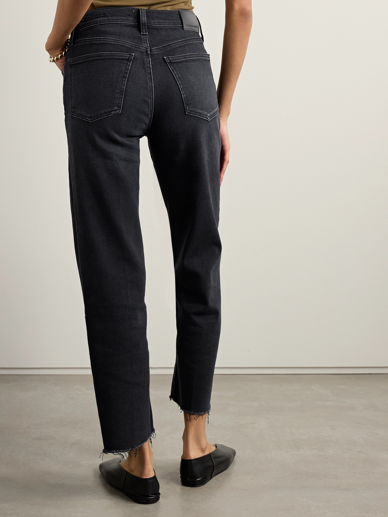 Citizen Of Humanity Palma Frayed High-rise Straight-leg Jeans In Black