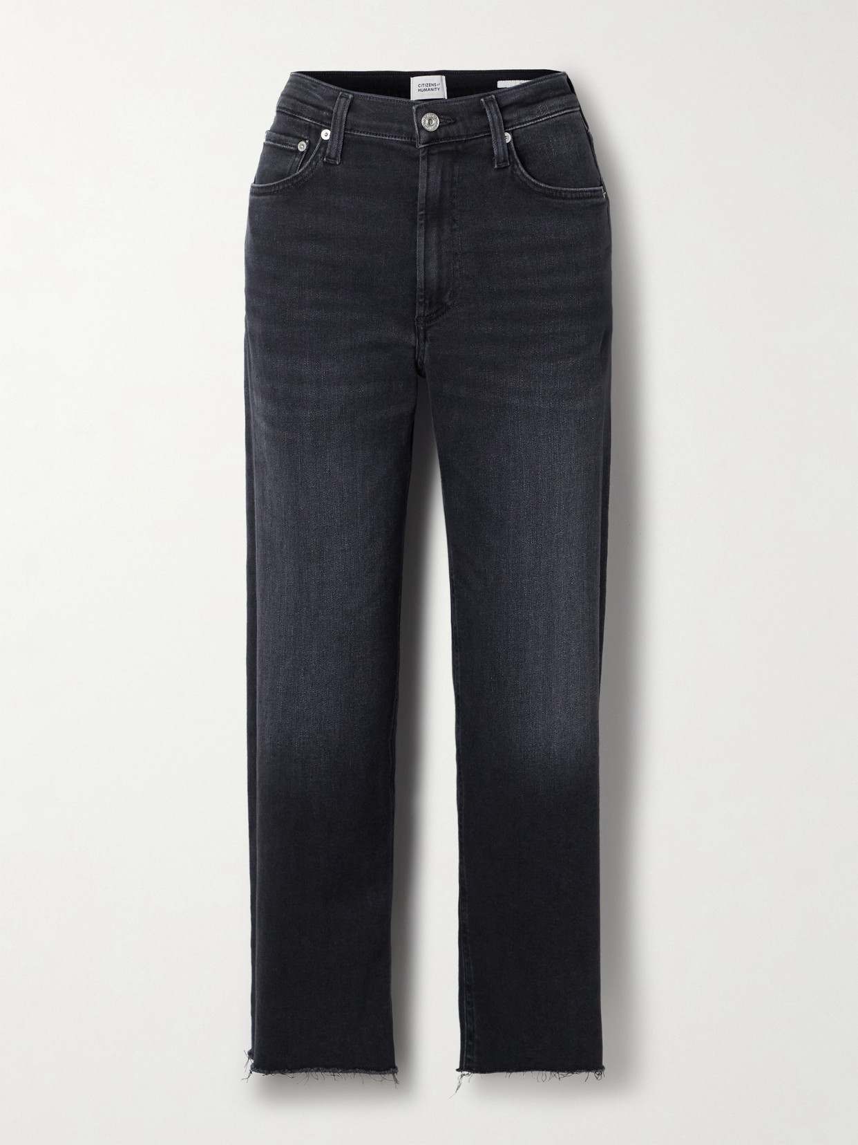 Citizens Of Humanity Palma Frayed High-rise Straight-leg Jeans In Black