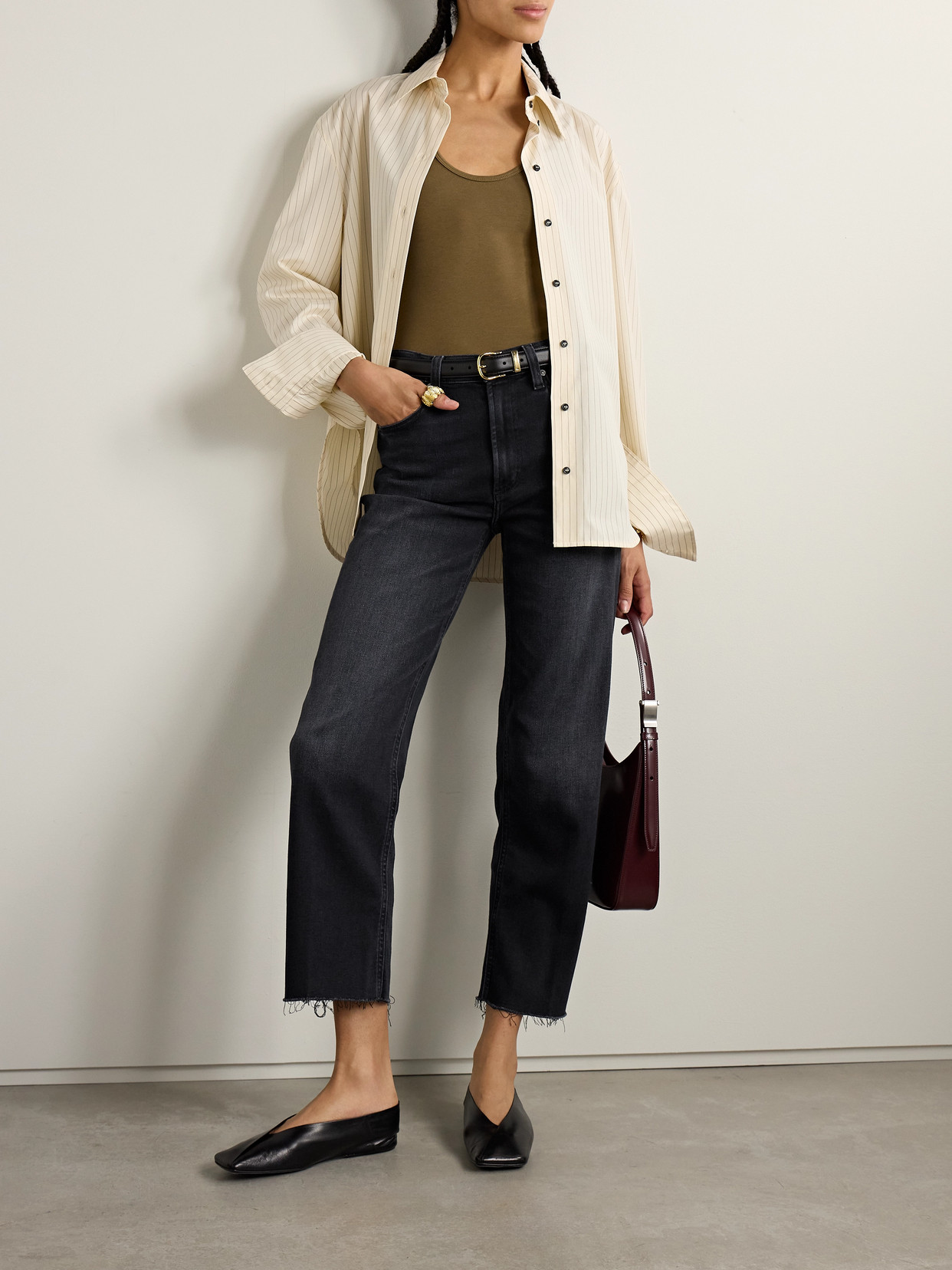 Citizen Of Humanity Palma Frayed High-rise Straight-leg Jeans In Black