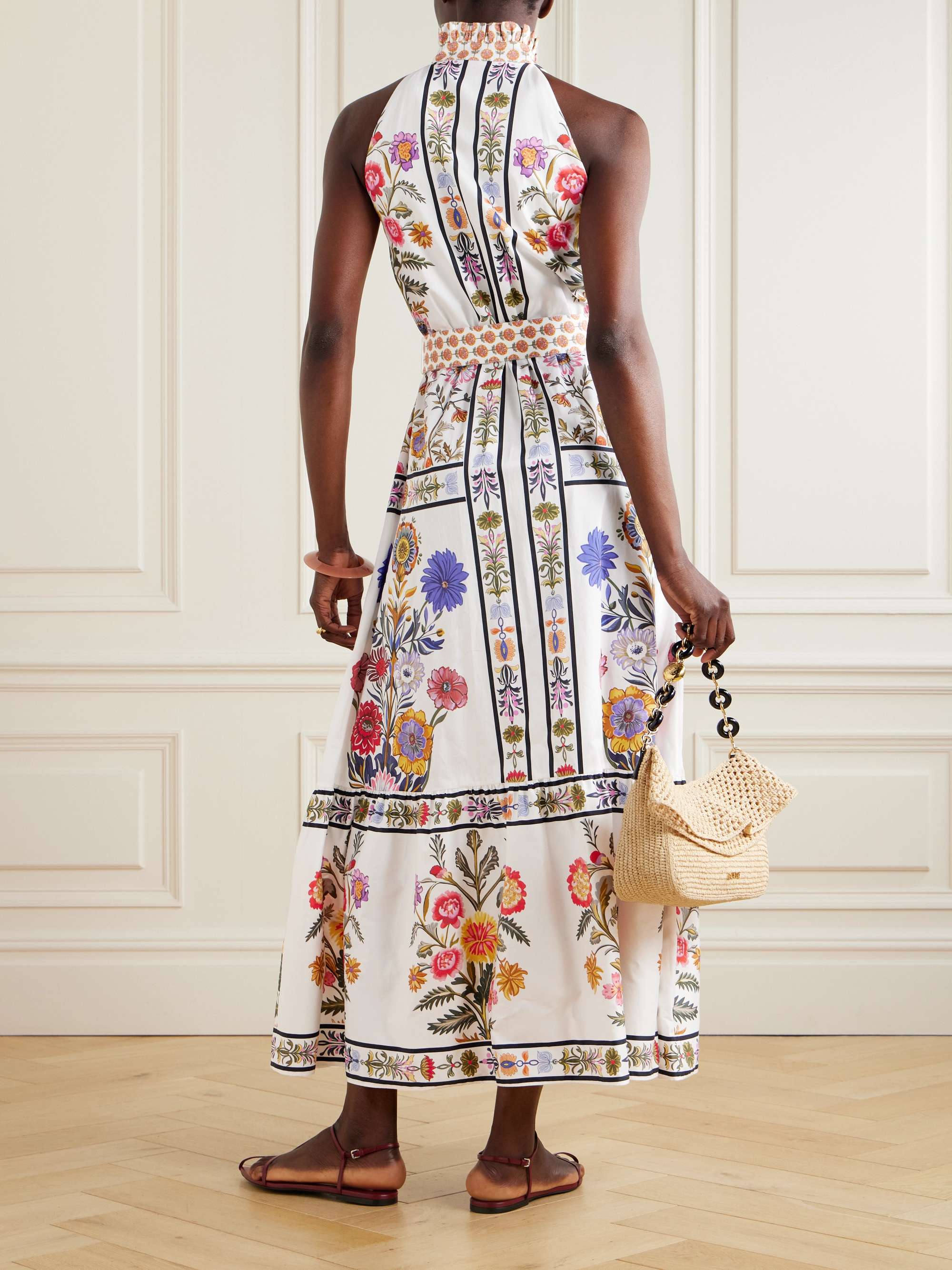 BORGO DE NOR Biba tiered printed cotton-poplin maxi dress