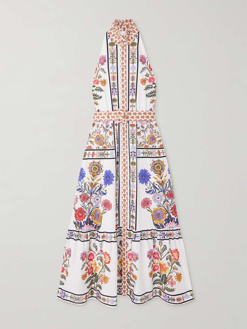 Borgo de Nor Biba Tiered Floral-print Cotton-poplin Maxi Dress