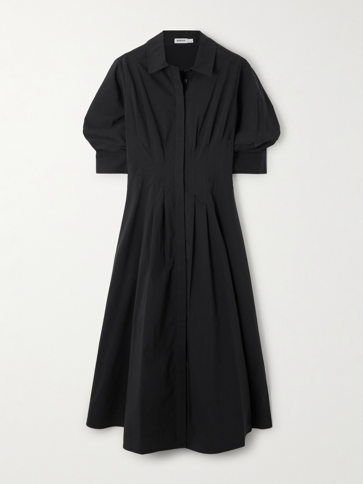 Simkhai Jazz Pleated Cotton-blend Poplin Midi Shirt Dress