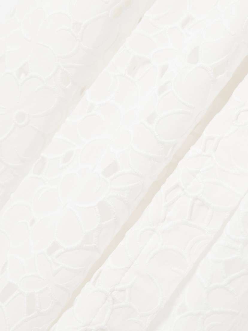 Jazz Pleated Broderie Anglaise Cotton Midi Shirt Dress - x small | Image | 3