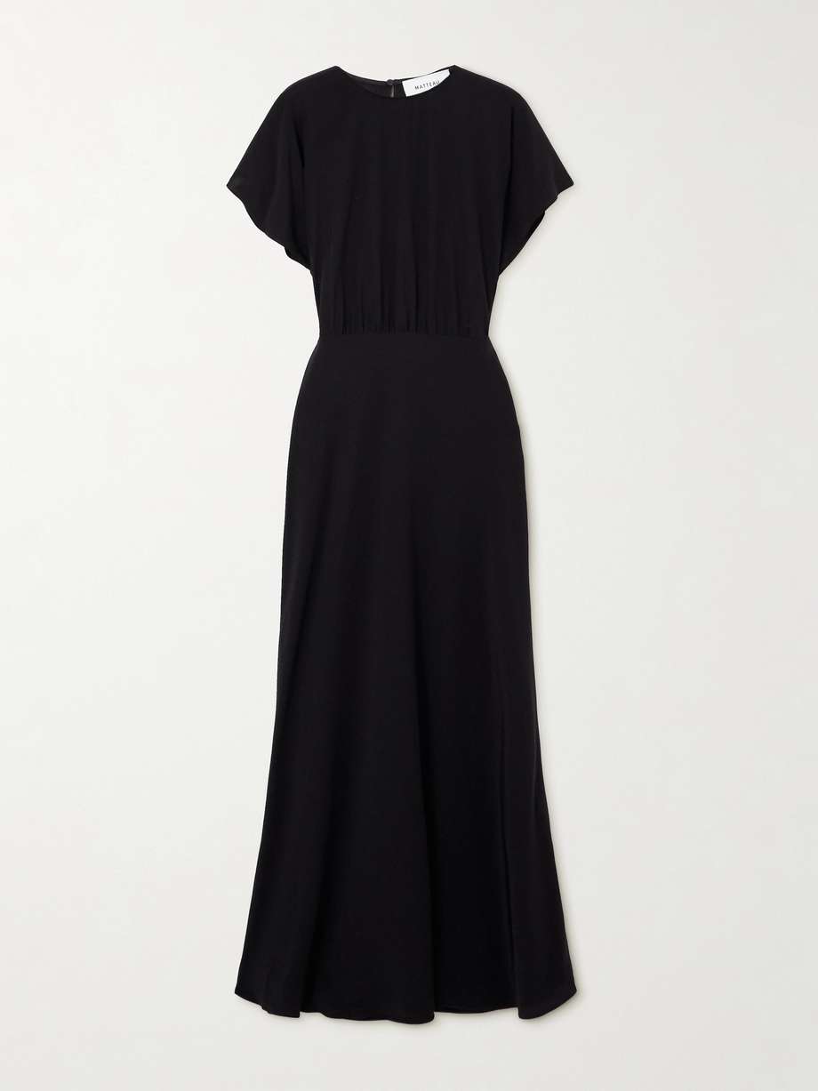 gathered silk crepe de chine maxi dress